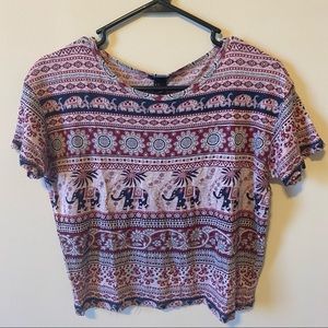 Forever 21 Elephant Crop Top Lightweight Tshirt